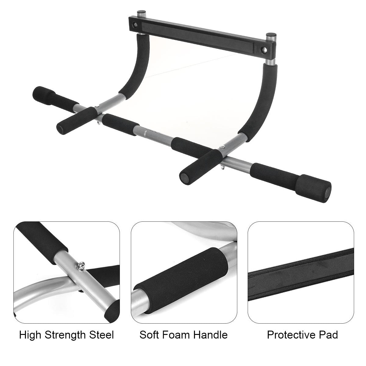 Portable exercise bar. pull-ups, chin-ups, pushups and more